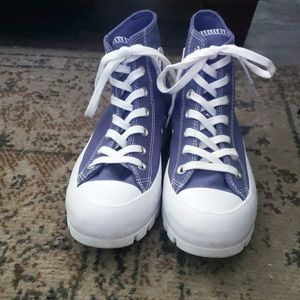 Converse blue lugged sole high tops